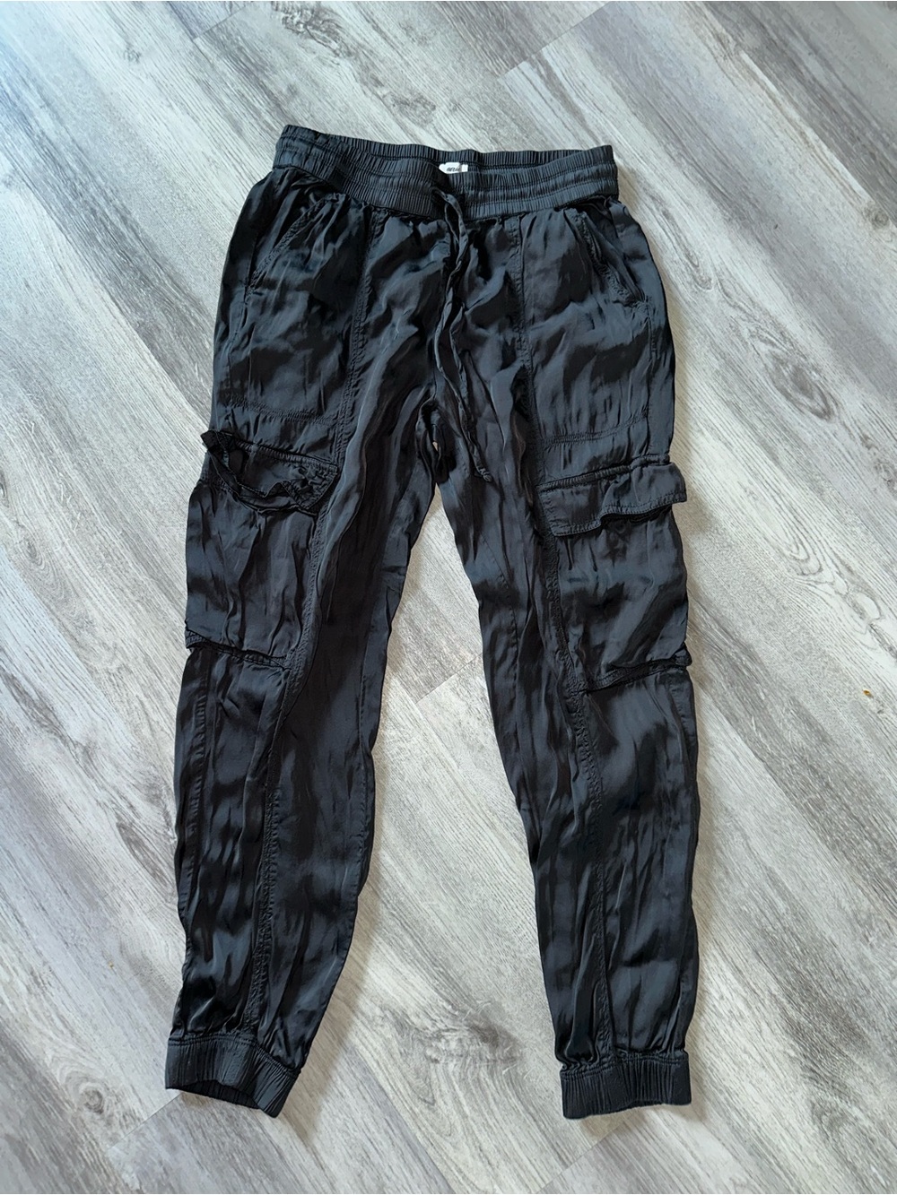 aerie Charcoal Satin Drawstring Joggers XS